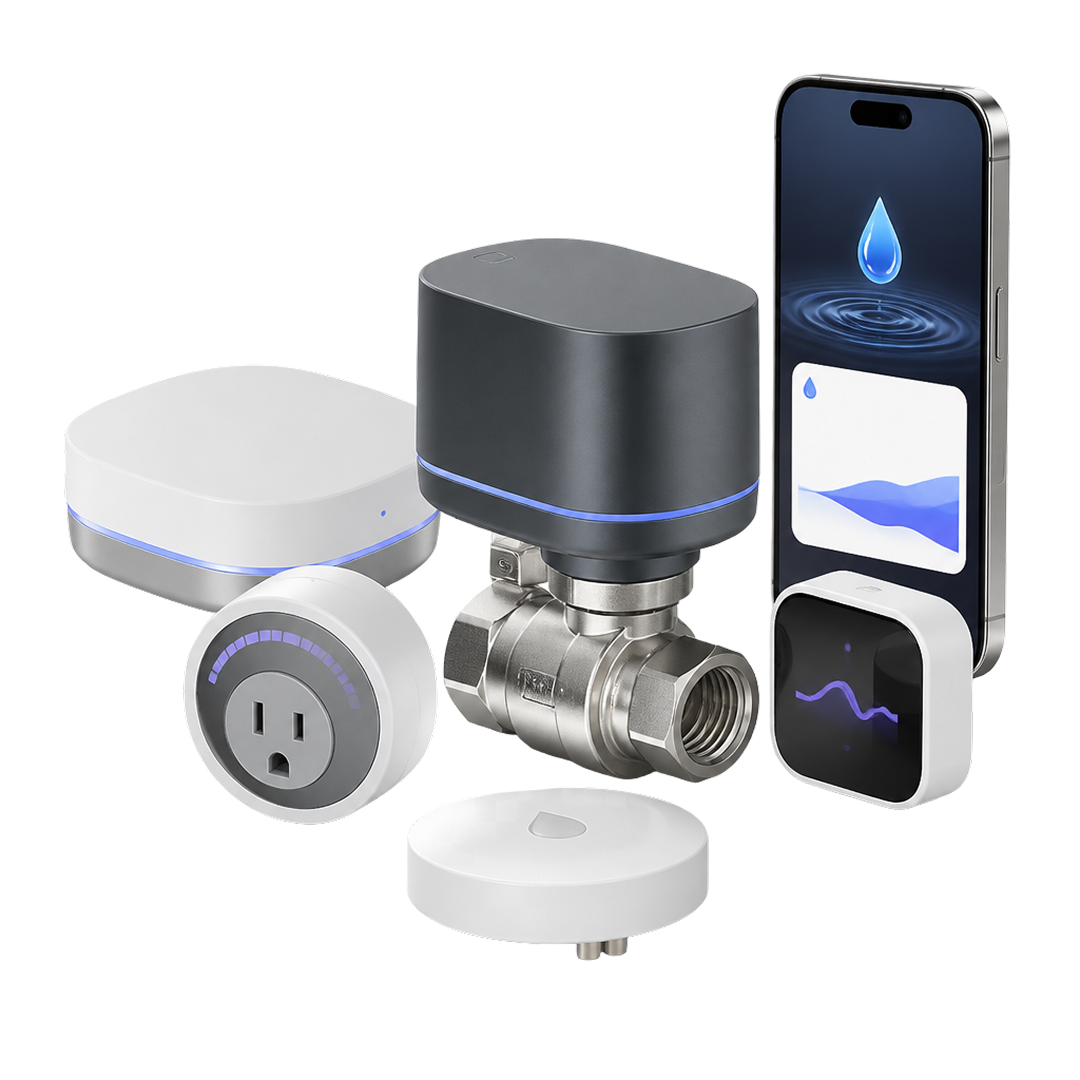 3D icons: shield with user, laptop, cloud, firewall wall, monitor with graph, and authentication device.